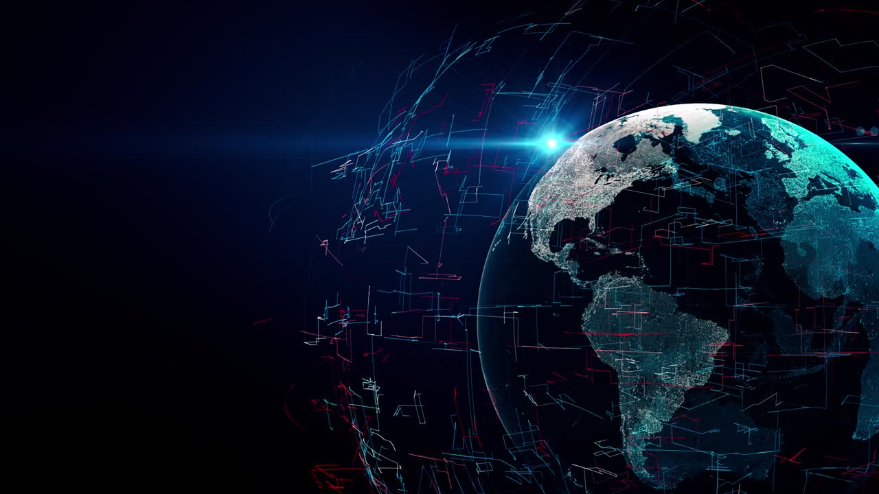Earth globe with transparent night map of earth slow rotates around its axis