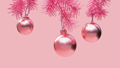 escena rosa 3d render movimiento objeto metálico abstracto ornamento concepto de navidad