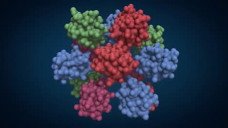 a detailed look at the complex arrangement of protein clusters, showcasing their colorful structures and interactions.