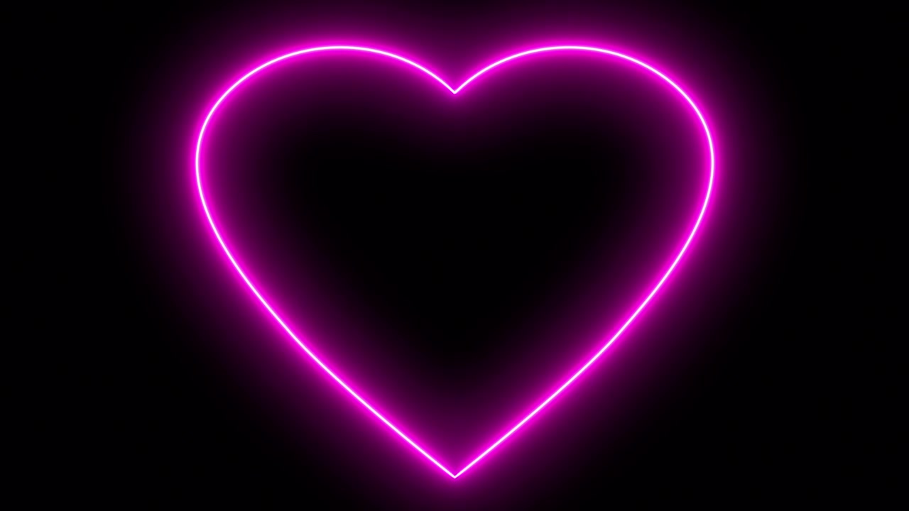 Animazione di un cuore rosa neon