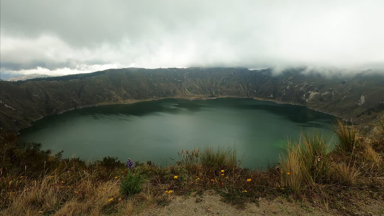 Moody time-lapse of Quilotoa Lake in Ecuador, Latin America