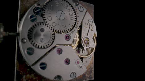 close-up of a vintage watch movement