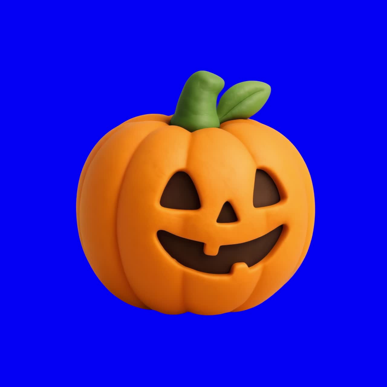 Smiling pumpkin animation, transparent 4K video, green screen