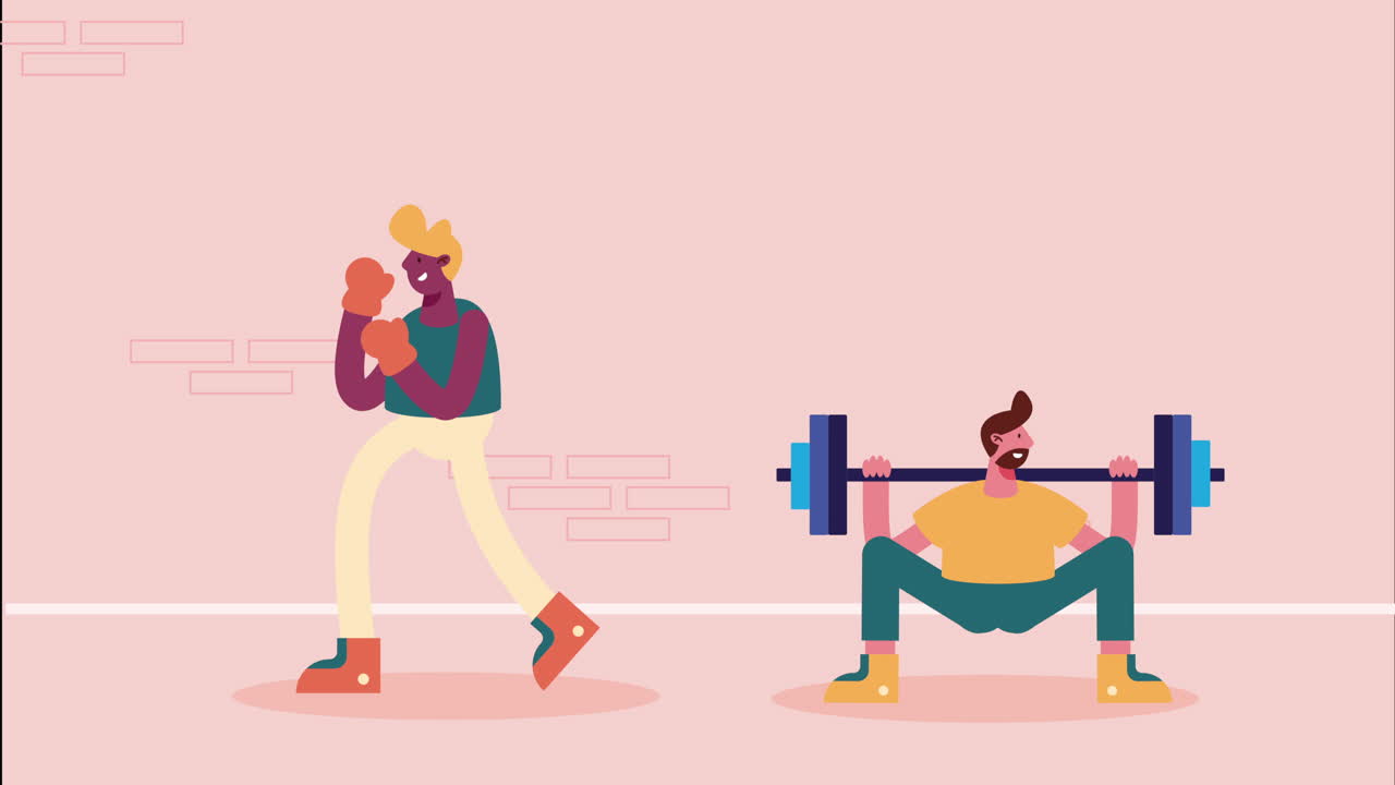 운동을 연습하는 남자 운동선수 캐릭터 애니메이션