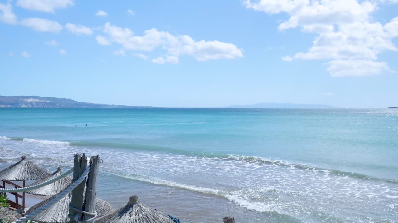 Beautiful Beach Scene with Waves and Blue Water