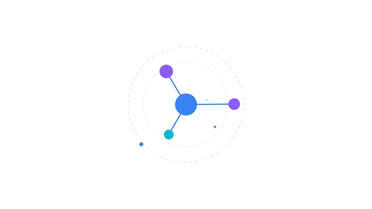 Animated Abstract Molecule Structure Rotating on White Background