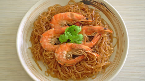 casseroled or baked shrimp with glass noodles or shrimp potted with vermicelli