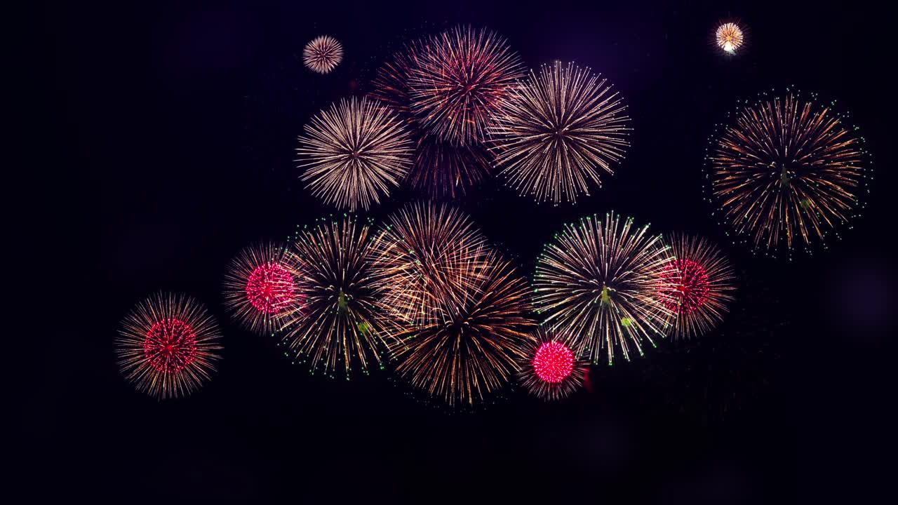 Happy diwali celebration firework bursting crackers colorful fireworks display night background new