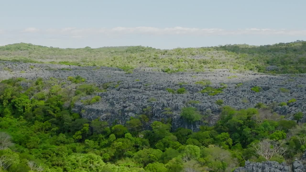 Fly over the Beautiful Tsingy Ankarana rocks in Madagascar island