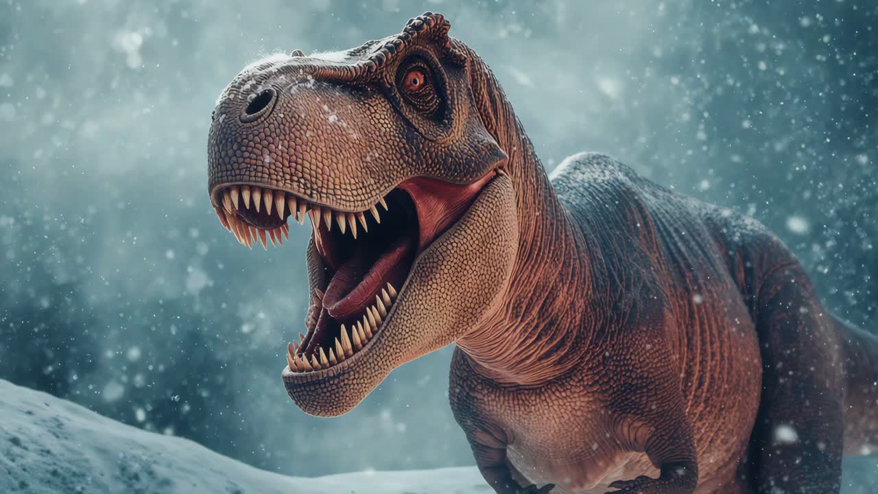 Tyrannosaurus Rex in a Snowy Landscape