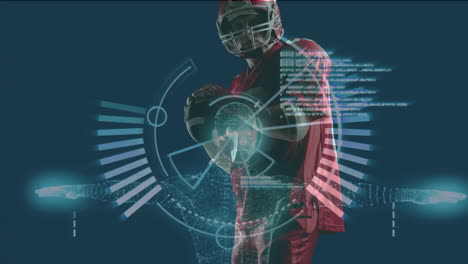 animación de radar y datos sobre el jugador de fútbol americano