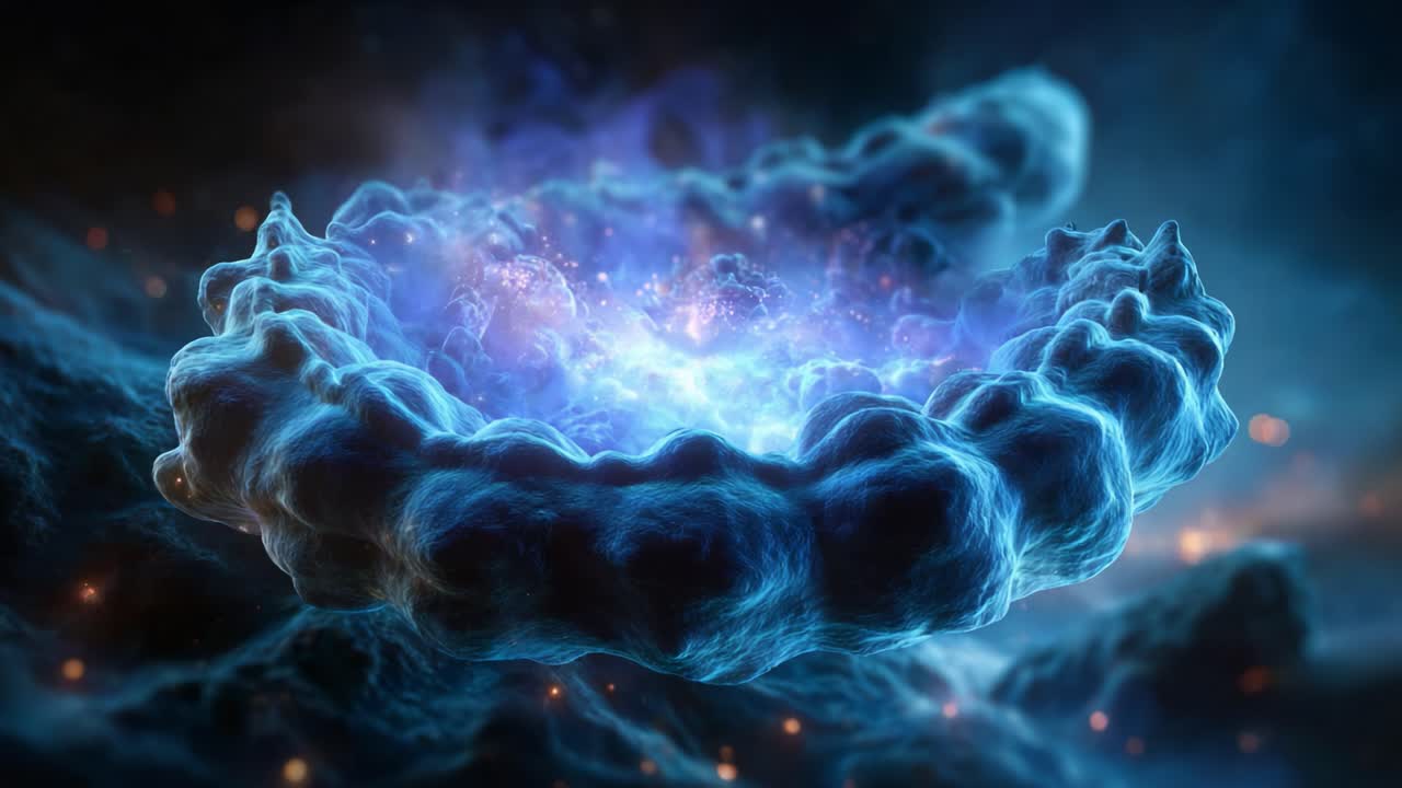 A Stunning Cosmic Phenomenon Captured: The Ethereal Beauty of an Interstellar Nebula Forming in Deep Space with Mystical Blue and Purple Hues