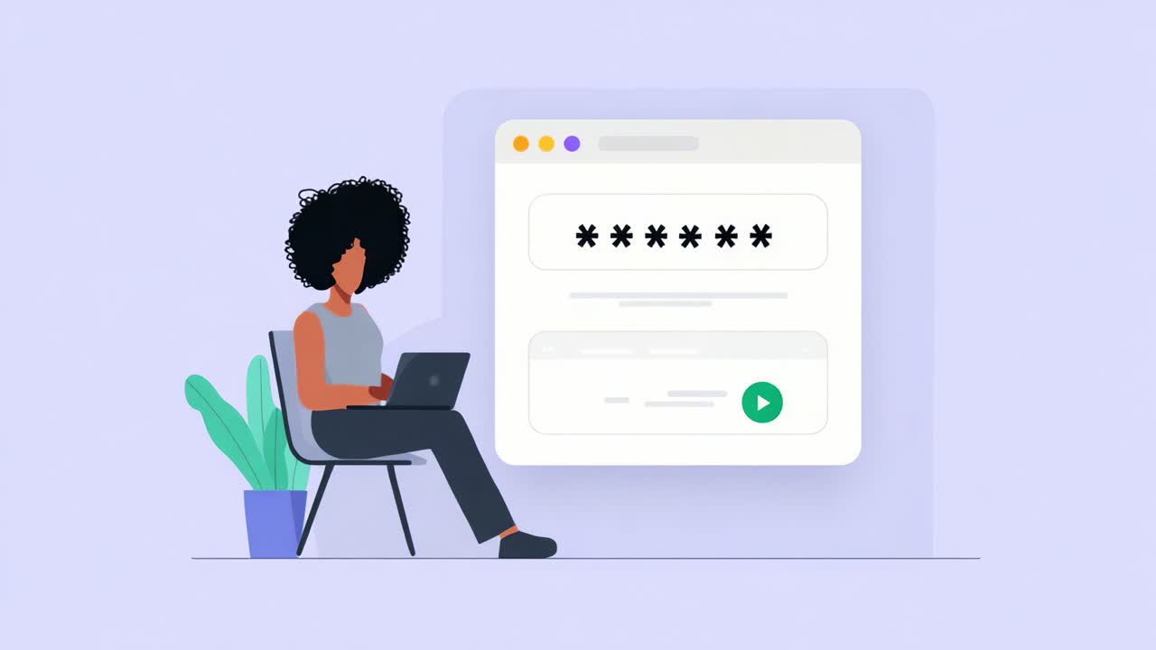 Digital Security Awareness: A Person Engaging with a Password Input Interface on a Laptop while Sitting in a Modern Workspace Setup