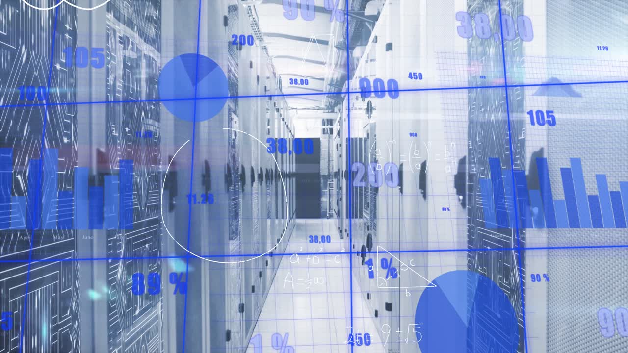 animación de estadísticas, ecuaciones matemáticas y procesamiento de datos a través de servidores informáticos