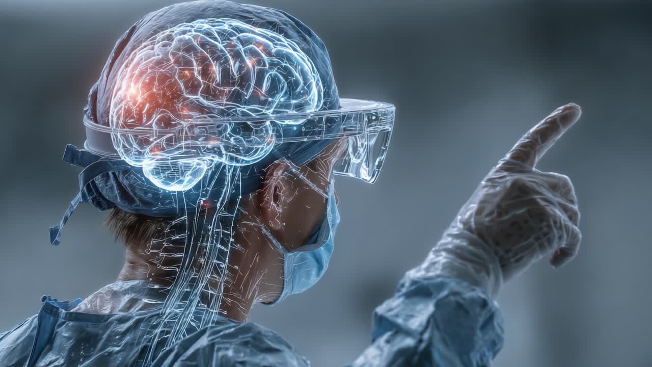 Un professionista medico che esamina le vie neurali: la fusione di tecnologia e scienza del cervello nelle osservazioni sanitarie.