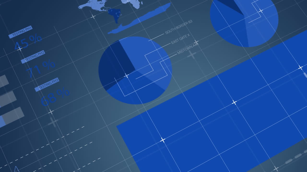 블루 그라디언트 배경에 대한 통계 데이터 처리의 애니메이션