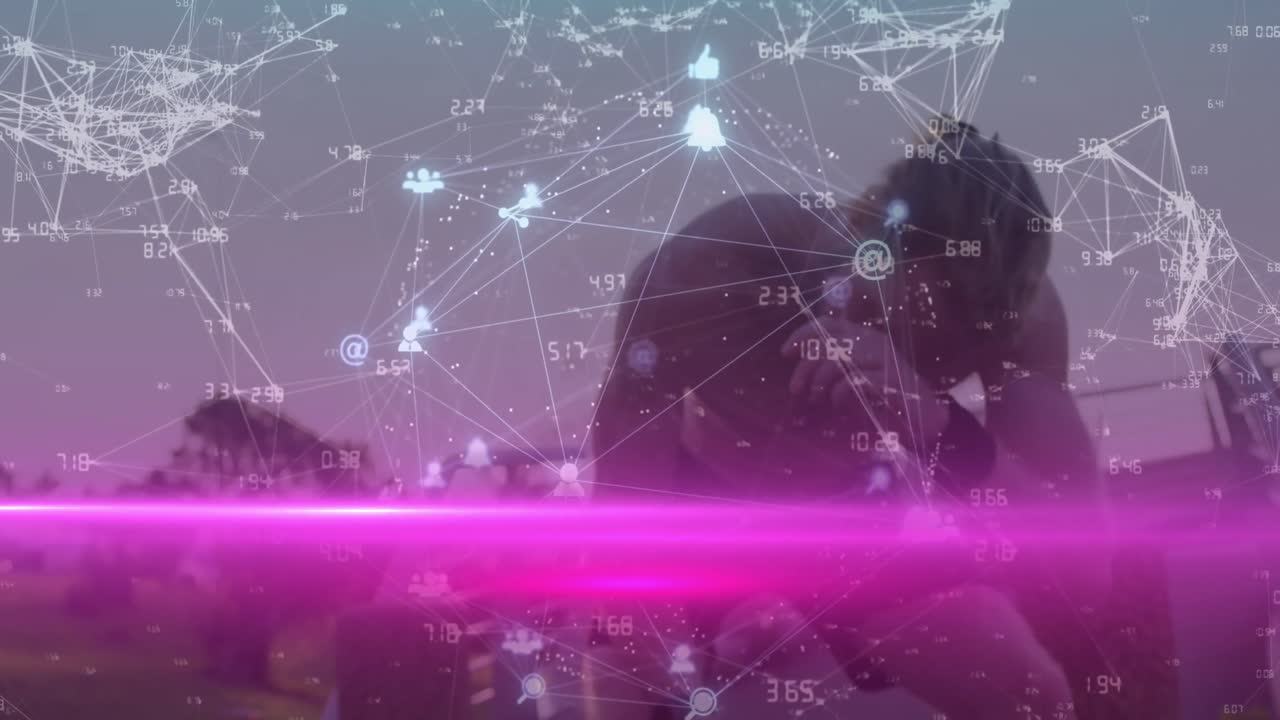 카우카스인 남성 휴식에 대한 연결 네트워크의 애니메이션