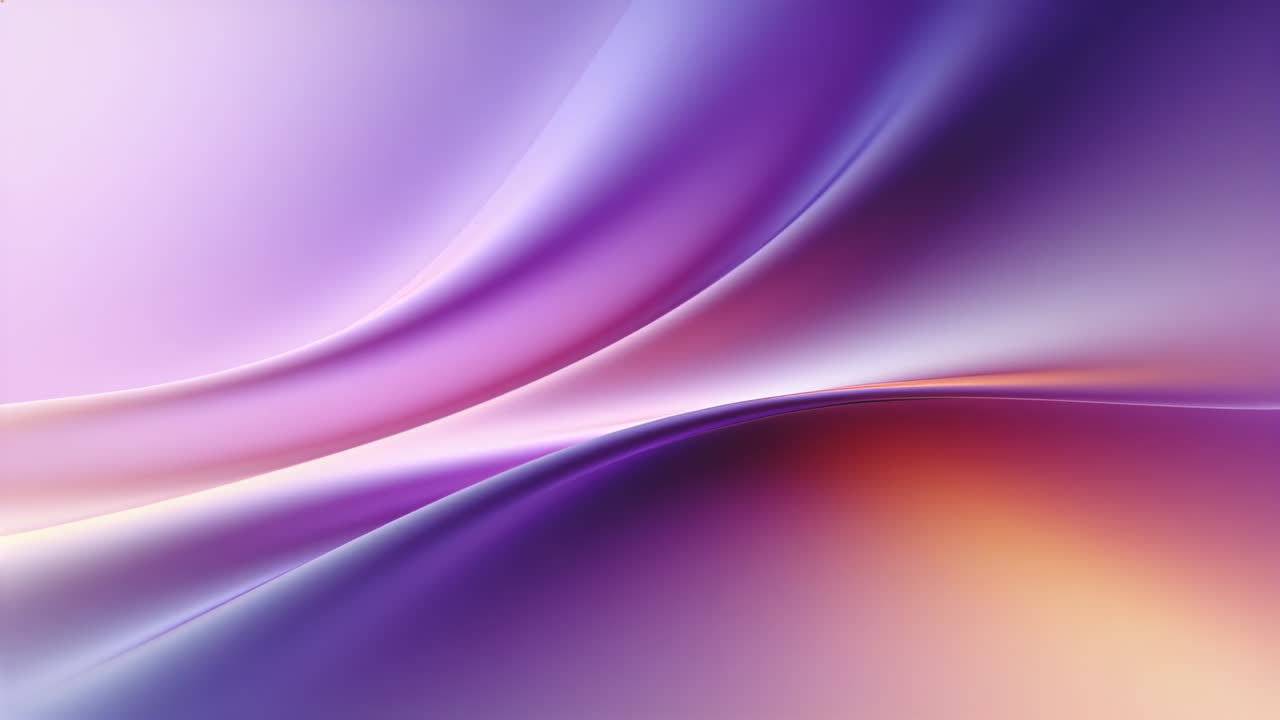Flowing ribbons shifting across gradient background, animation starting to blend purple and orange