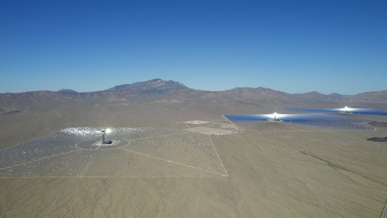Aerial view on Solar panels nearby with Los Angeles in California
