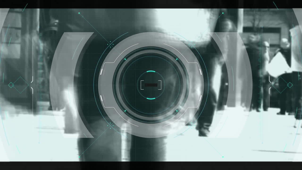 animazione della scansione e dell'elaborazione dei dati sui pedoni in una strada cittadina