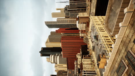 vertical new york city skyline in the evening