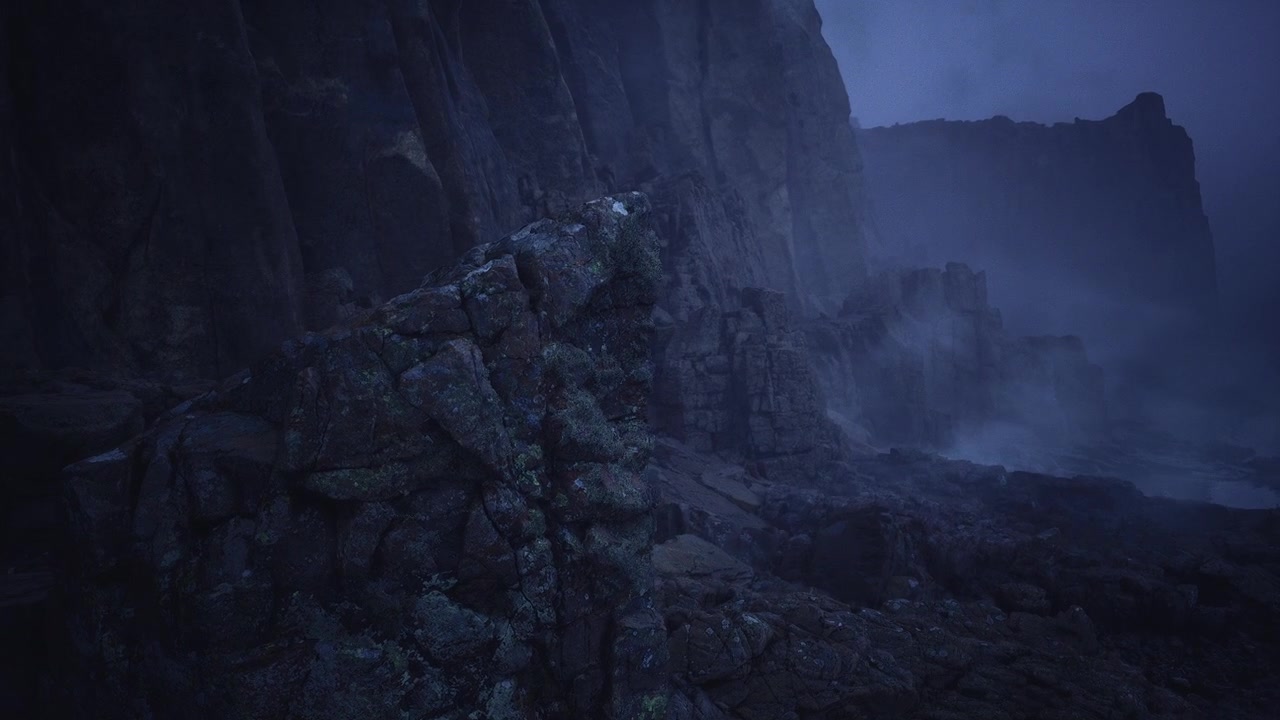 Vivid display of turbulent tide interacting with solid rocks
