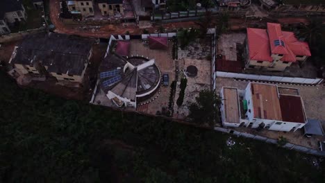 high angle jib up of a modern home in a beautiful town in nigeria, africa