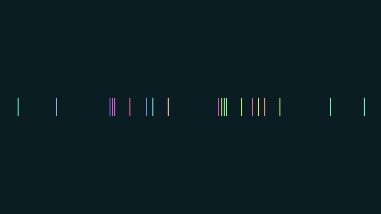 Digital rainbow lines pattern with neon color on black gradient