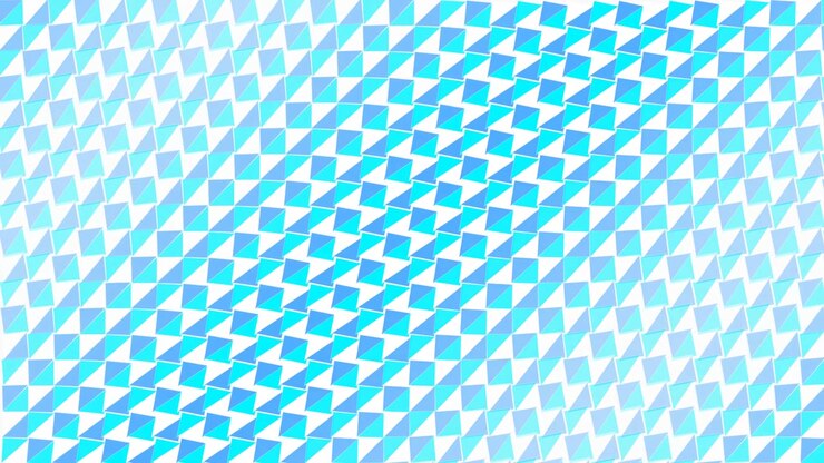 Motivo geometrico astratto con triangoli blu e bianchi in movimento