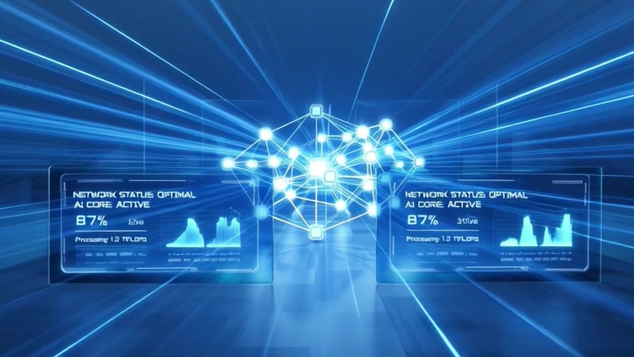 Digital AI Network and Data Processing Visualization
