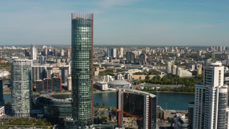 aerial view of a modern city with high-rise buildings