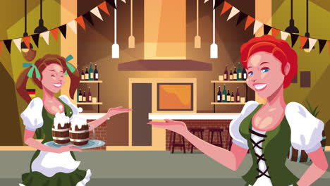 celebración del oktoberfest en un jardín de cerveza alemán tradicional