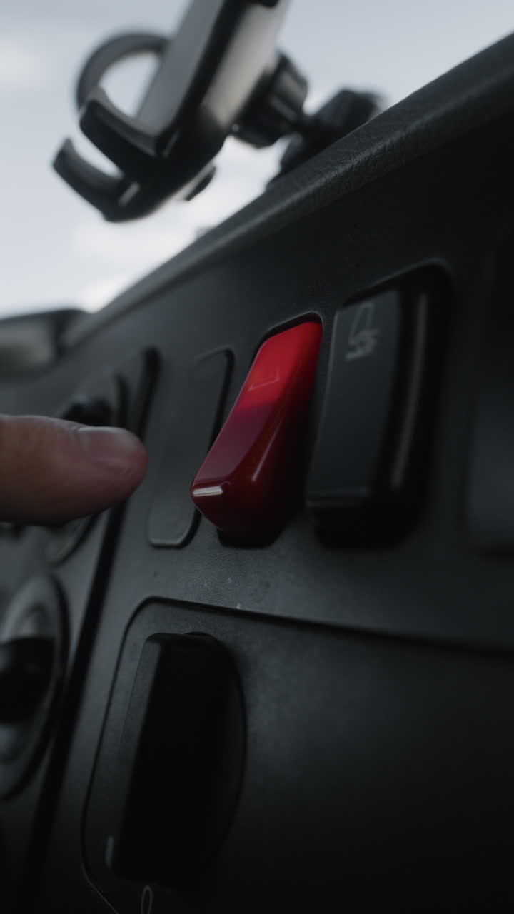 Car Dashboard with Hazard Lights