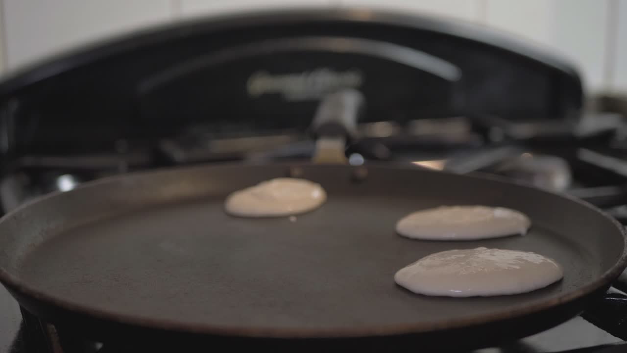 American Pancakes Cooking In A Hot Pan