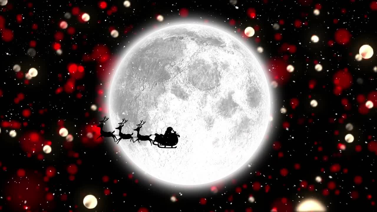 산타클로스 위에 내리는 눈은 달과 빛의 반점에 대해 사 ⁇ 에 의해 끌어당겨지고 있습니다.
