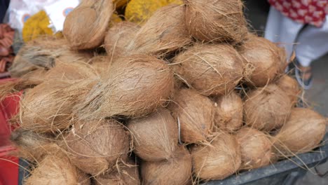 Slice-of-fresh-coconut-on-a-table-cloth