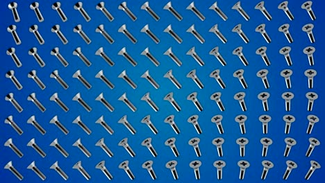 metallic screws bolts rotation pattern blue background loop