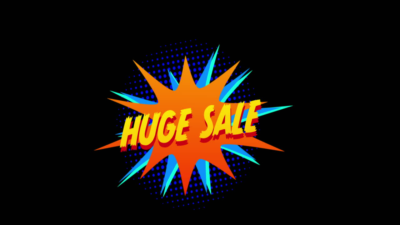 palabras enorme venta delante de la naranja y el efecto de explosión azul