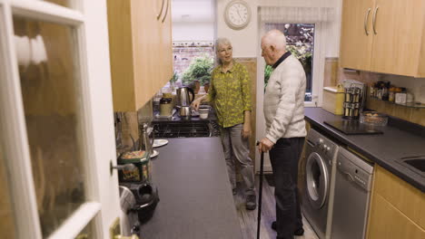 elderly couple in their kitchen