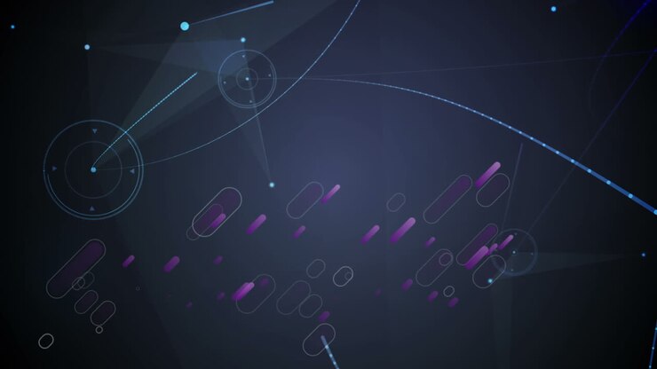 Animation of purple lines and network of connections over black background