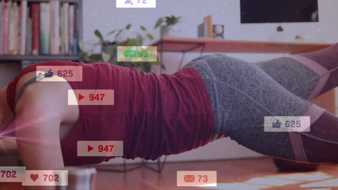 운동하는 백인 여성에 대한 미디어 아이콘의 애니메이션