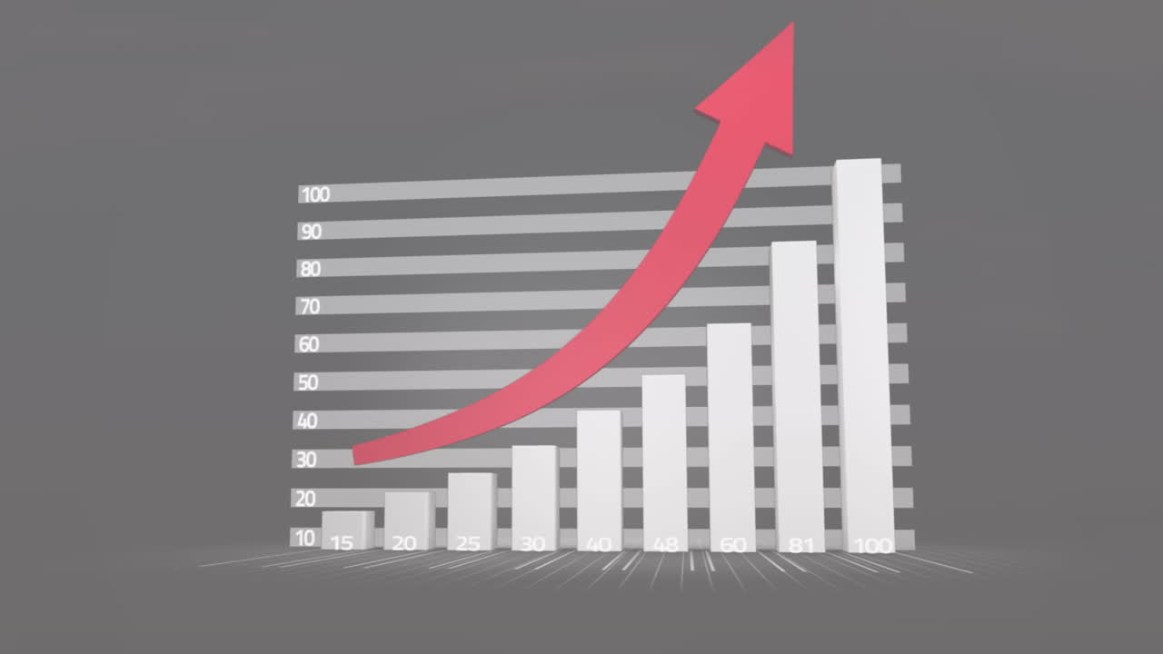 animación del procesamiento de datos estadísticos contra un fondo gris