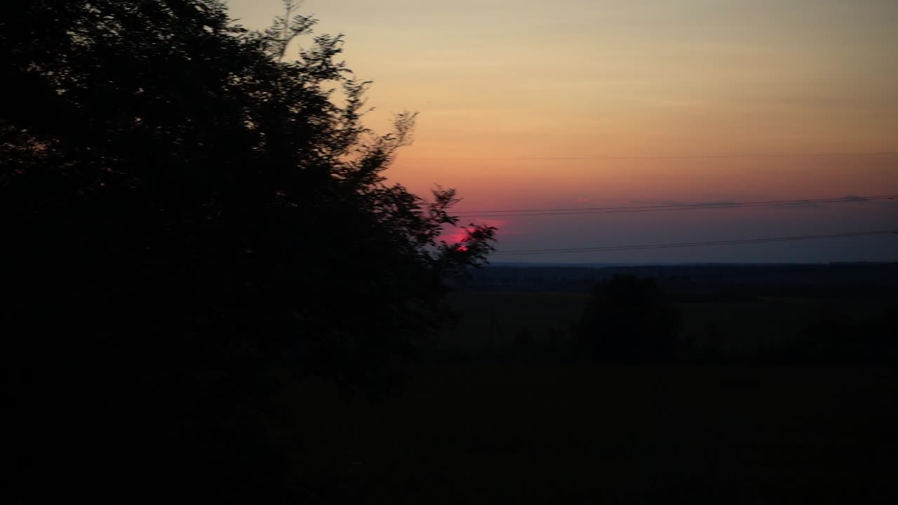 Sunset over the field