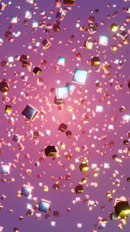 bunch of cubes floating in the air with pink background. vertical looped animation