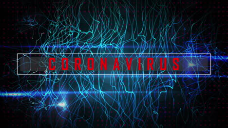 animation of coronavirus text over light trails