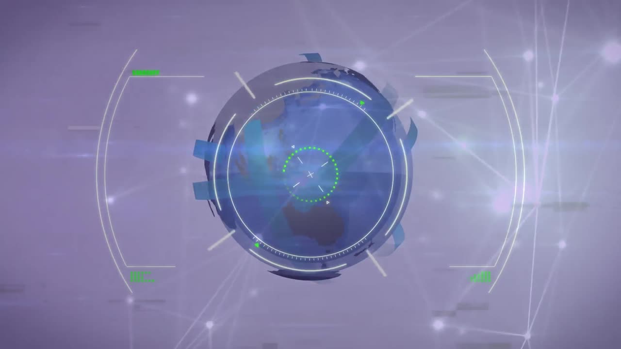 animación de la red de conexiones y la interfaz digital en todo el mundo sobre fondo azul