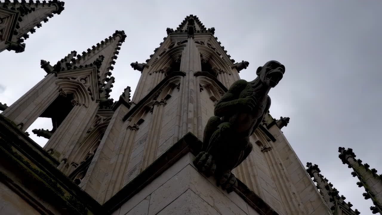 Gothic Church Tower with Gargoyle Detail