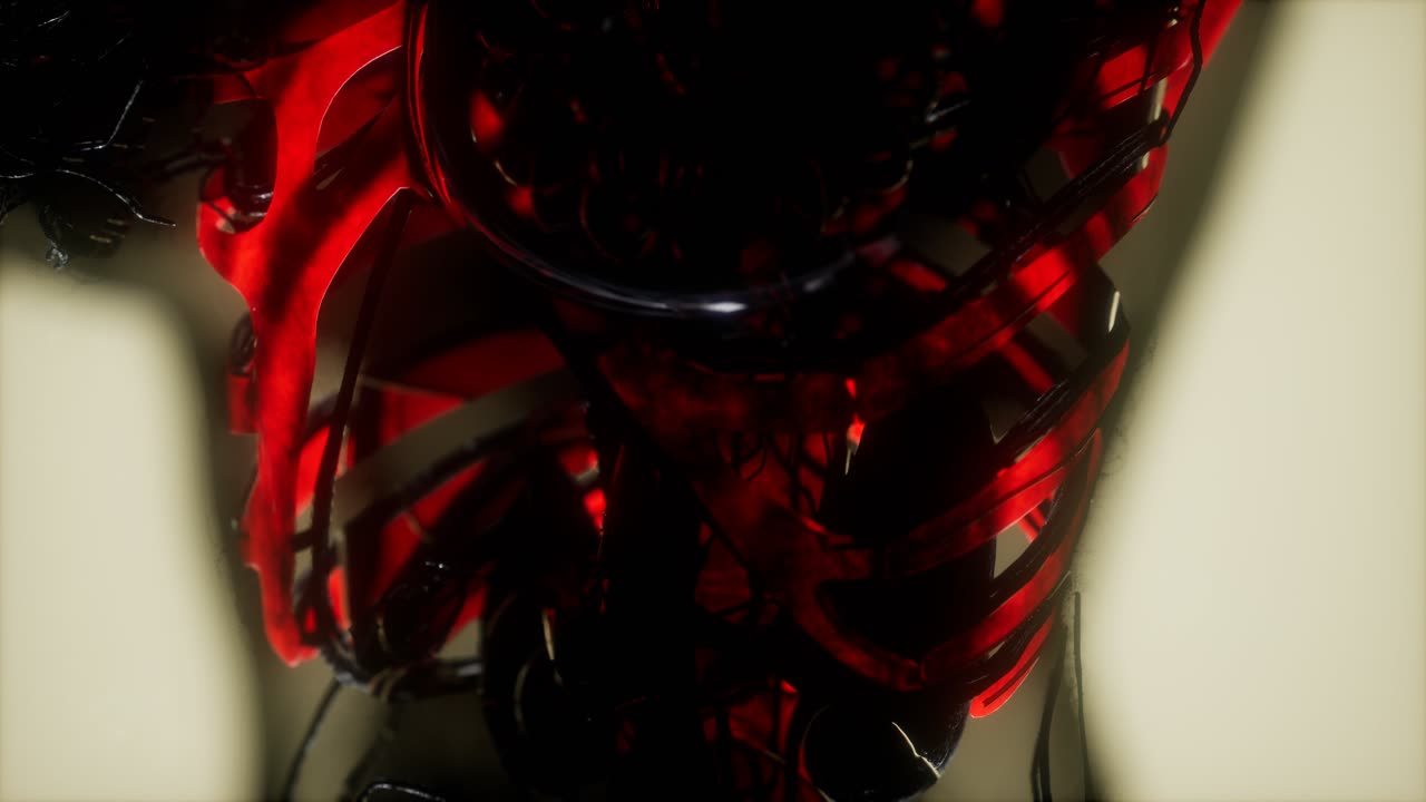 los huesos del esqueleto humano escanean brillando