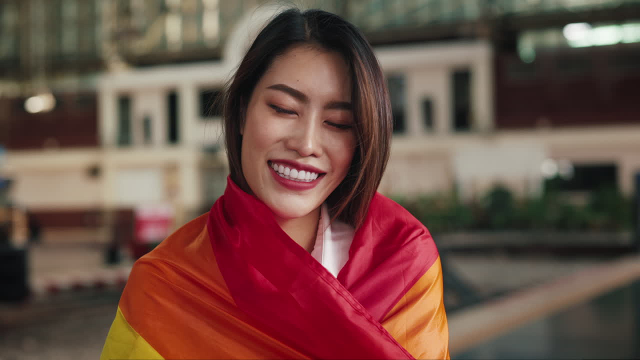 Woman Wrapped in Pride Flag