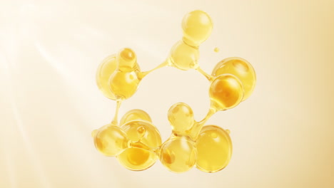 molecule and golden liquid bubble, 3d rendering.